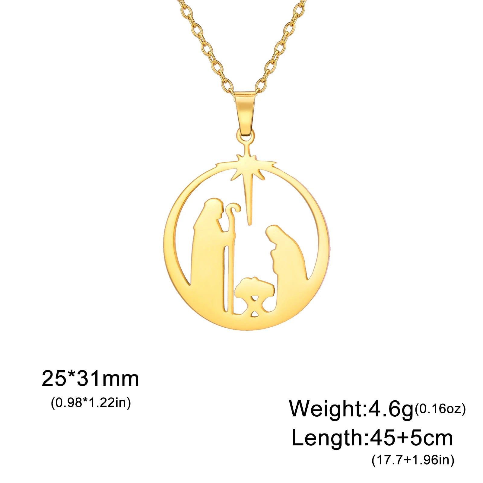 Collar con colgante de oración cristiana de acero inoxidable, talismán de oración con estrella de Ángel Retro Unisex, regalo de joyería para el día de la madre