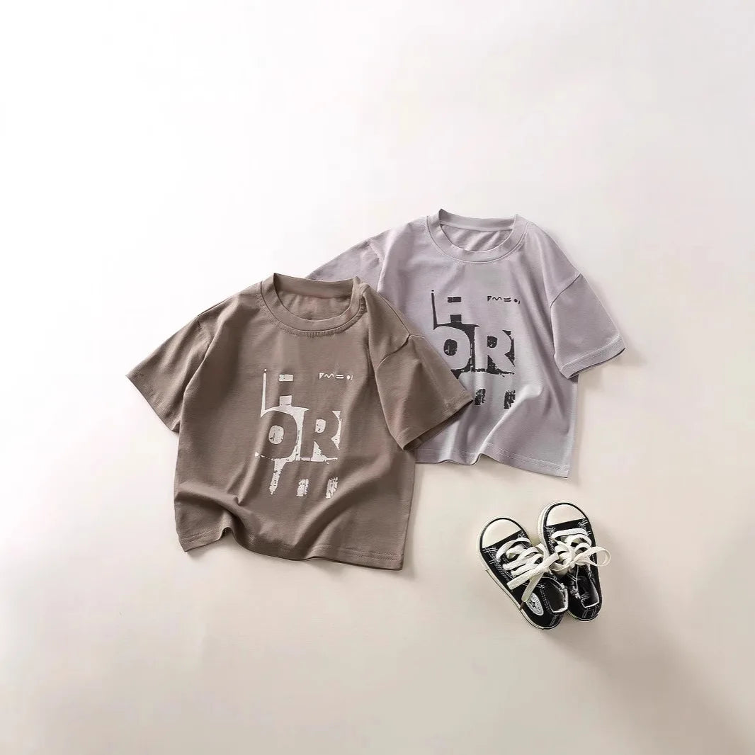 Camiseta de manga corta para niños, novedad de verano, para niños y niñas, versión coreana, camiseta suave, Top moderno