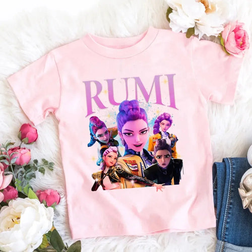 Camiseta de Algodón Suave para Niñas, Diseño de la Película 2026, Ropa Infantil, Regalos para Fans del K-Pop Demon Hunters, Ropa para Niños, Tops Casuales a la Moda