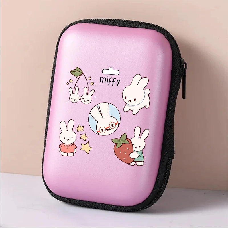 Caja de Almacenamiento para Cables de Carga con Diseño de Conejito Miffy, Organizador de Cables de Datos y Auriculares de Viaje, Estuche para Monedas y Llaves para Mujer