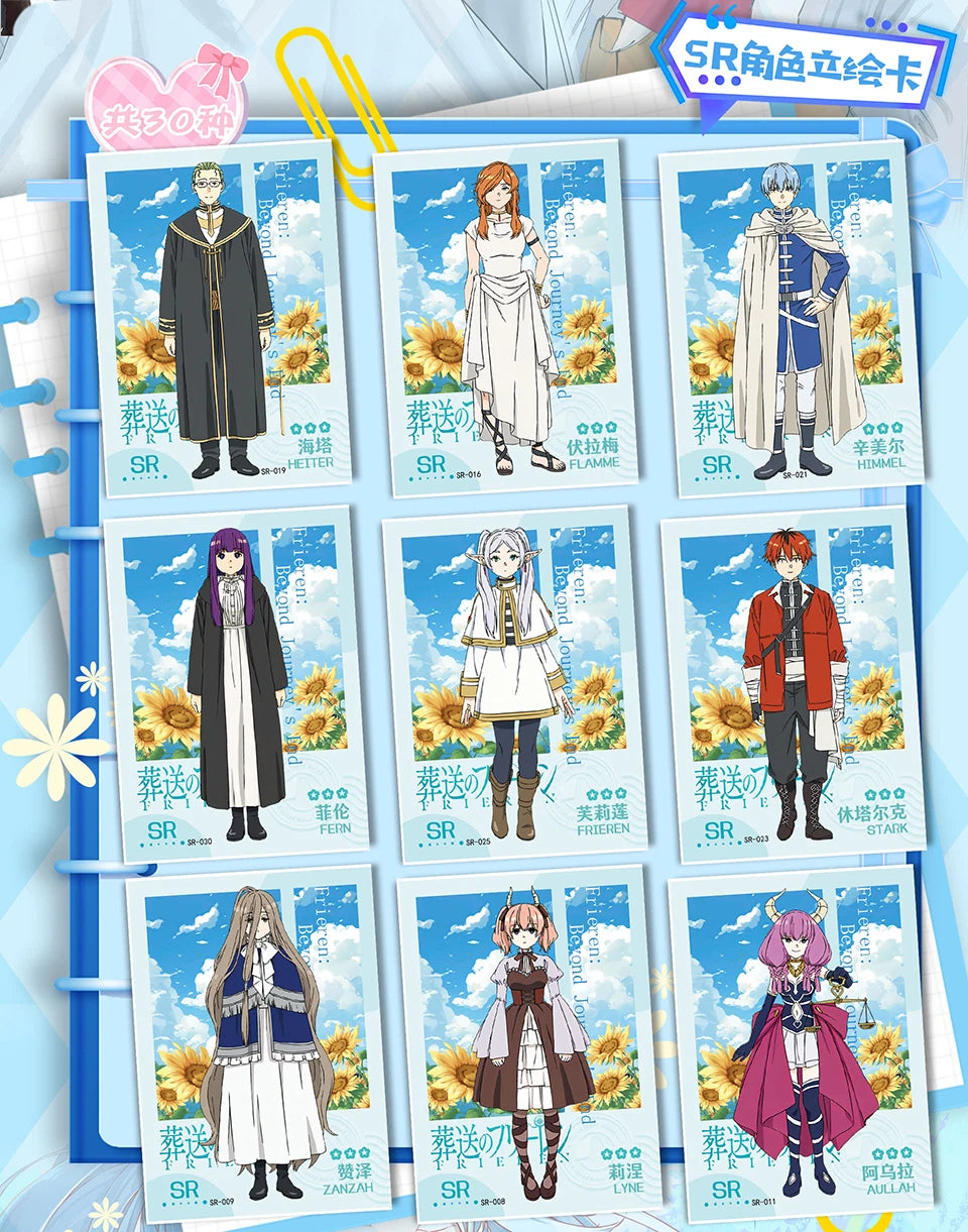 Frieren: Tarjeta de colección de Anime Beyond Journey's End, hermosa y exquisita tarjetas de personajes de raíz de billete láser, juguetes de mesa familiares