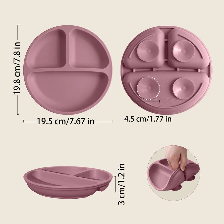 Plato de comedor de silicona con ventosa para bebé, platos sin BPA para niños, vajilla de entrenamiento con succión para niños, cuencos de alimentación para niños, cosas para bebés, 1 Uds.