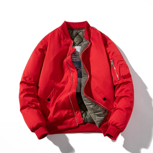 Chaqueta Bomber para hombre y mujer, chaqueta de piloto lisa de otoño e invierno, abrigo de béisbol con capucha Vintage a la moda, cortavientos informal, rojo, rosa, Borgoña
