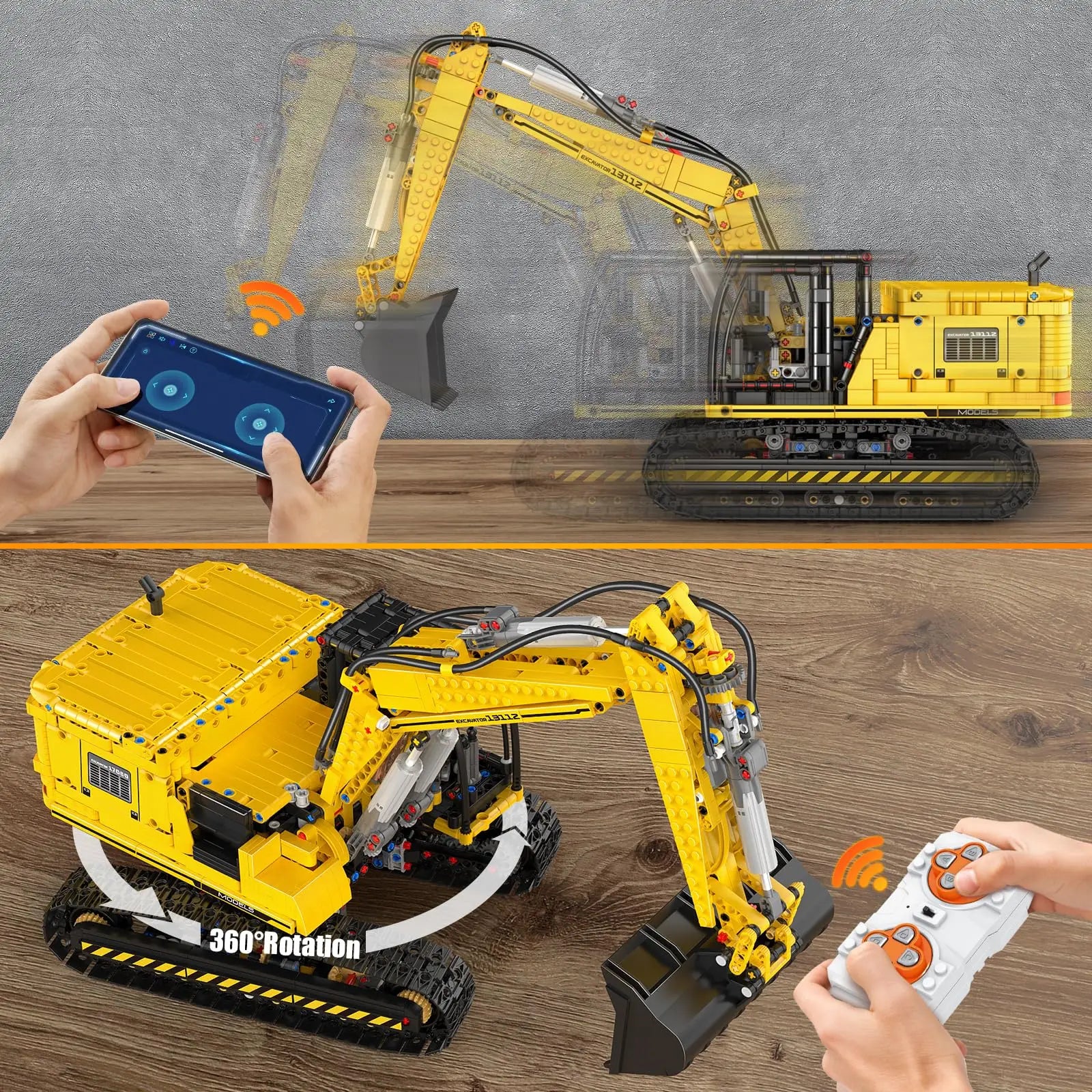 MOLD KING 13112 juguetes de coches técnicos la aplicación MOC-2513 y RC modelo de excavadora motorizada bloques de construcción ladrillos niños regalo de Navidad