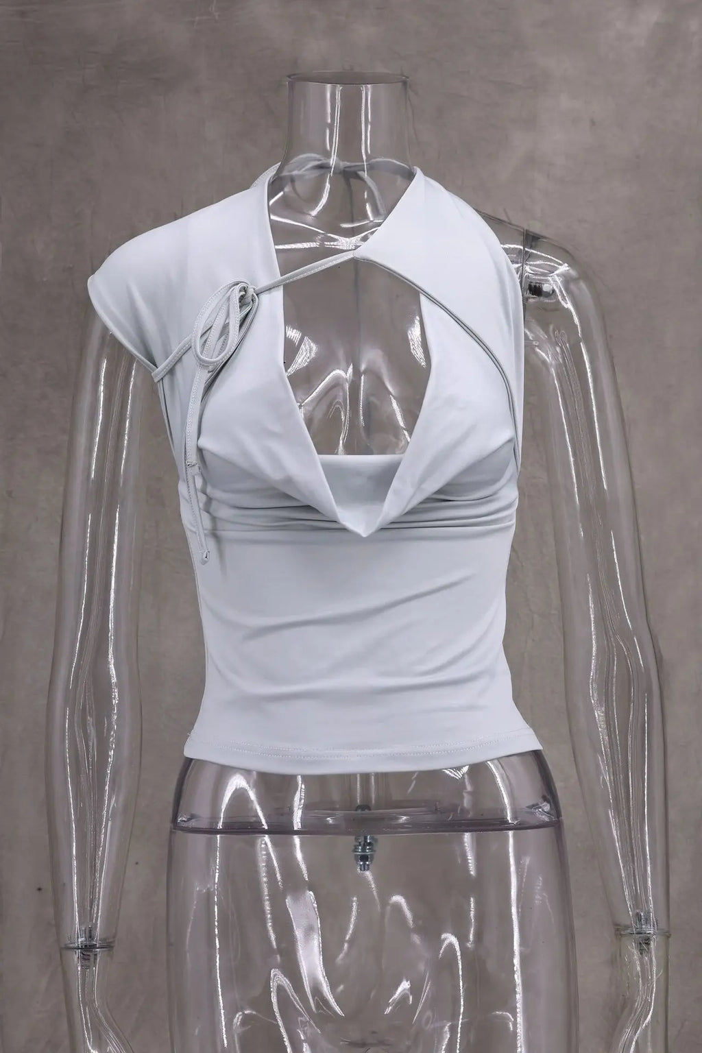 Camisetas sexis con cordones lisos para mujer, camisetas sin mangas con espalda descubierta y cuello Halter elegante, Top corto elástico Y2K para chica joven