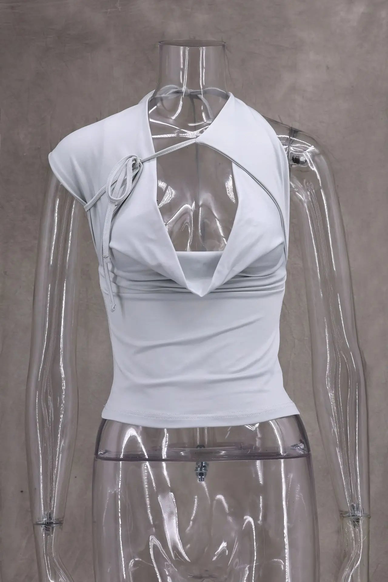 Camisetas sexis con cordones lisos para mujer, camisetas sin mangas con espalda descubierta y cuello Halter elegante, Top corto elástico Y2K para chica joven