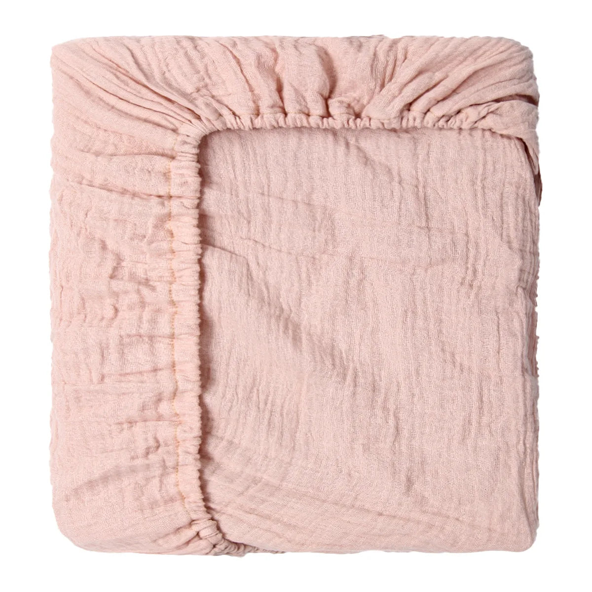 Sábana ajustable para cuna de muselina arrugada de algodón 100% para bebé, suave, transpirable, Color sólido, funda de colchón para cuna de bebé, ropa de cama
