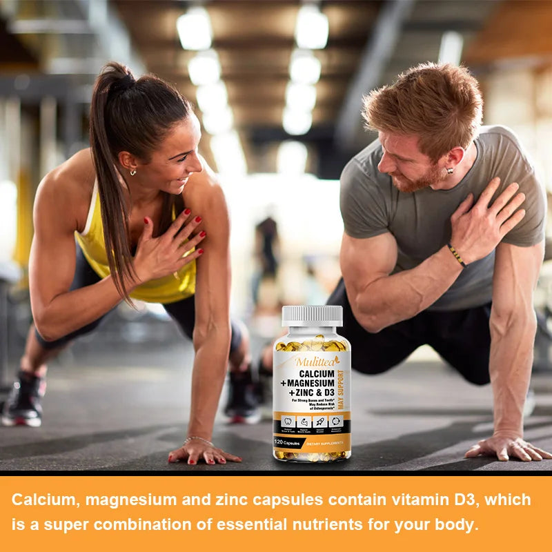 Mulittea-cápsulas de Zinc y magnesio de calcio con vitamina D3 para huesos fuertes y sistema nervioso, salud y promueve el crecimiento celular