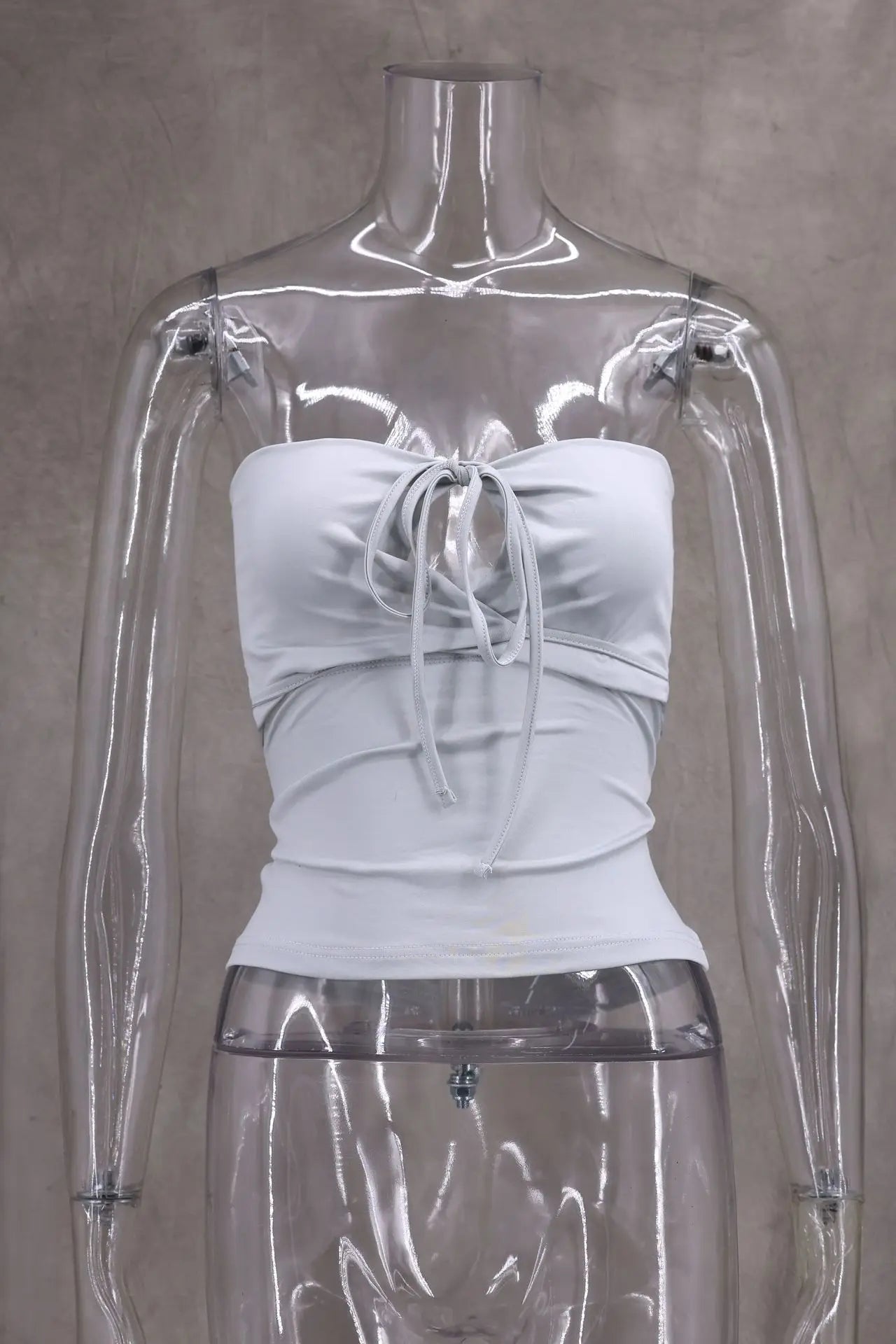 Camisetas sexis con cordones lisos para mujer, camisetas sin mangas con espalda descubierta y cuello Halter elegante, Top corto elástico Y2K para chica joven