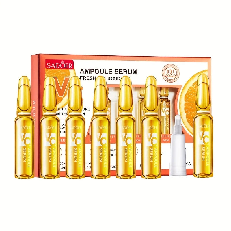 Suero de Vitamina C, Cada Caja Contiene 2 ml x 7 Ampollas, Satisface las Necesidades del Cuidado Facial Durante una Semana, Hecho con Ingredientes Suaves, Envasado Individualmente, Fácil de Usar, Seguro e Higiénico, Apto pa