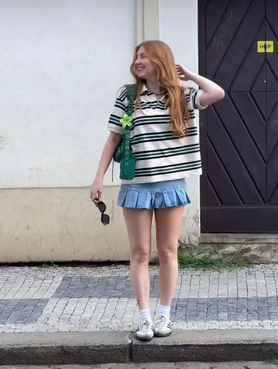 Polos de verano para Mujer, pantalones cortos de manga corta a rayas marrones, ropa Vintage, Polos para Mujer, ropa de calle, Tops cortos informales