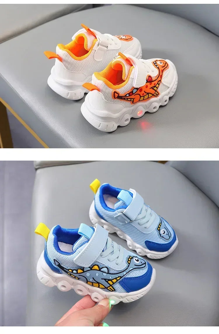 Zapatillas LED informales con bonitos dibujos para niños, zapatos para niñas, zapatos de iluminación transpirables de malla, zapato iluminado para bebés