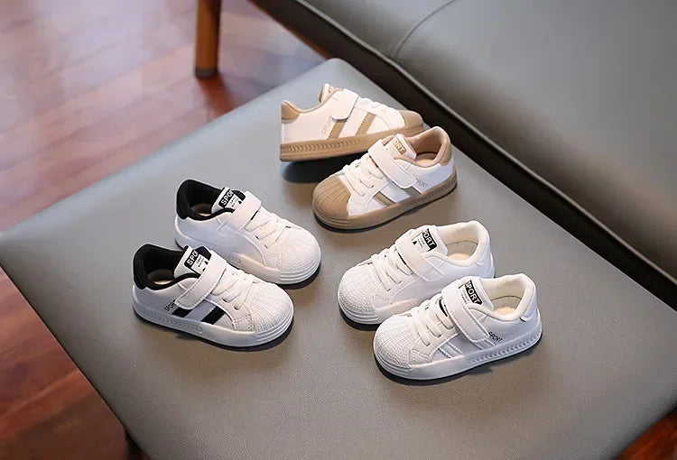 Zapatos informales para niños, zapatillas deportivas para niños, zapatillas de tenis transpirables, zapatos para bebés y niñas, zapatos planos blancos de moda de primavera para correr
