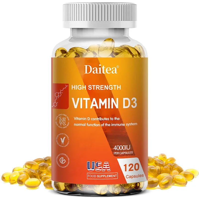 Cápsulas de vitamina D3 4000IU proporcionan inmune, apoyo óseo, promover la absorción de calcio, promueve la salud muscular, el sistema nervioso