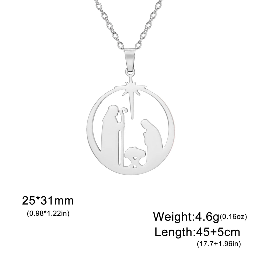 Collar con colgante de oración cristiana de acero inoxidable, talismán de oración con estrella de Ángel Retro Unisex, regalo de joyería para el día de la madre