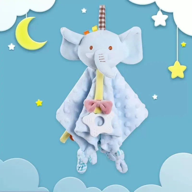 Manta de edredón para bebé con etiquetas, mordedor de felpa suave, muñecos para dormir para recién nacidos, juguete para dormir a la moda, chupete, toalla tranquilizadora, Baberos