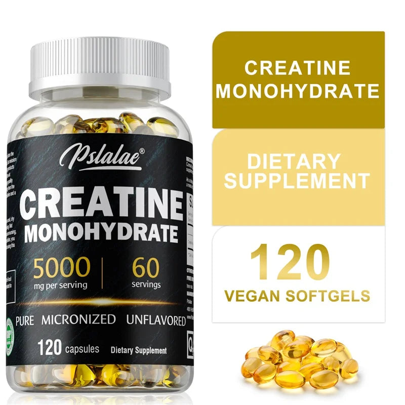 Monohidrato de creatina: aumenta la fuerza muscular, promueve el crecimiento muscular, mejora el rendimiento atlético, vegetariano, sin gluten