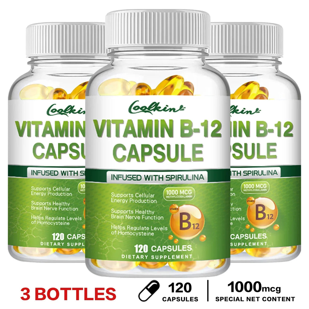 Cápsulas de vitamina B12: apoya el metabolismo energético, el estado de ánimo, el corazón y el apoyo del sistema nervioso