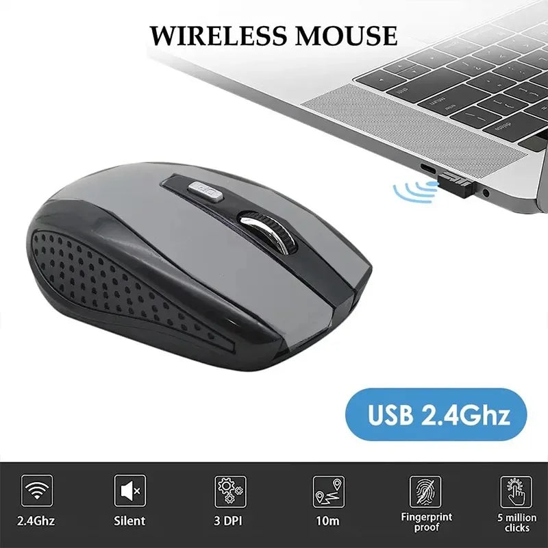 Ratón inalámbrico 2,4G, ratón silencioso, ratón óptico portátil para oficina, 1600 niveles de DPI ajustables para Notebook, PC, portátil, MacBook