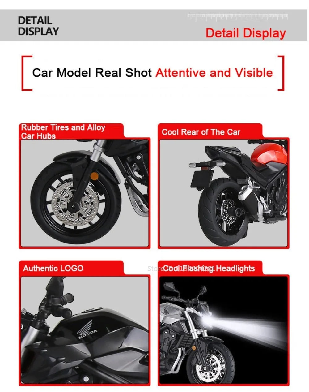 1:12 Honda CB650 CB400F juguetes de coches de aleación fundida modelos dirección de la rueda delantera de la motocicleta con vehículos ligeros de sonido coleccionar adornos