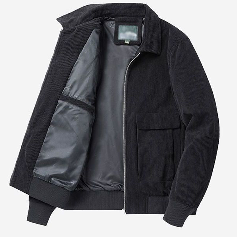 Gmiixder Otoño Invierno chaqueta de pana masculina Casual solapa de rayas chaquetas de Safari ropa de hombre versátil tendencia elegante abrigo suelto