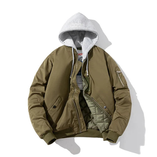 Chaqueta Bomber para hombre y mujer, chaqueta de piloto lisa de otoño e invierno, abrigo de béisbol con capucha Vintage a la moda, cortavientos informal, rojo, rosa, Borgoña