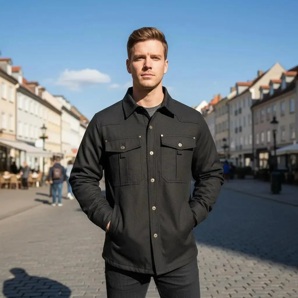 Primavera otoño hombres camisa de franela a cuadros chaqueta Casual hombres Retro solapa algodón camisas cálidas hombres chaqueta cortavientos táctica ropa