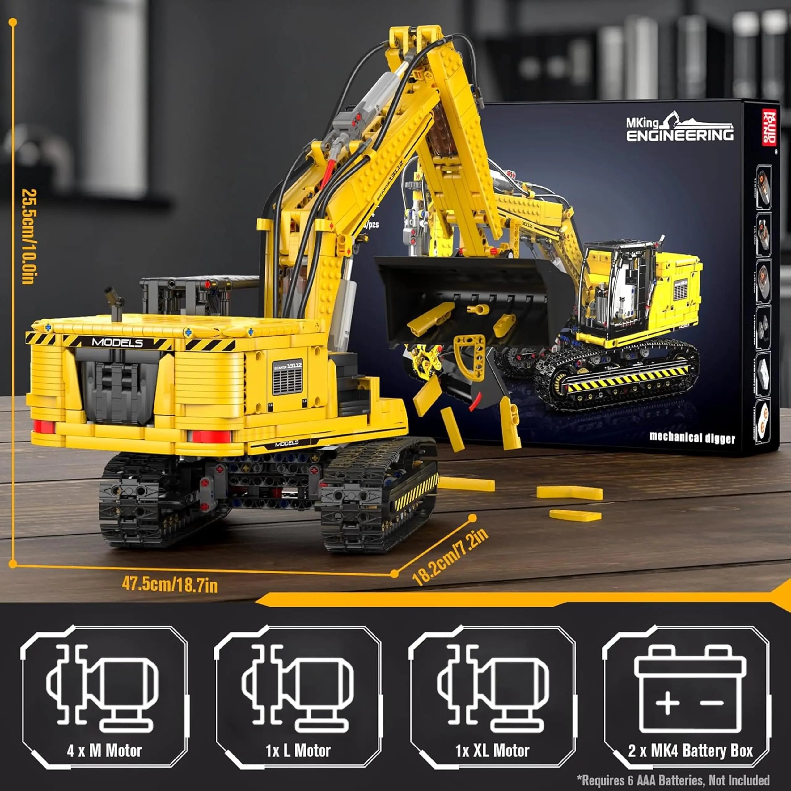 MOLD KING 13112 juguetes de coches técnicos la aplicación MOC-2513 y RC modelo de excavadora motorizada bloques de construcción ladrillos niños regalo de Navidad