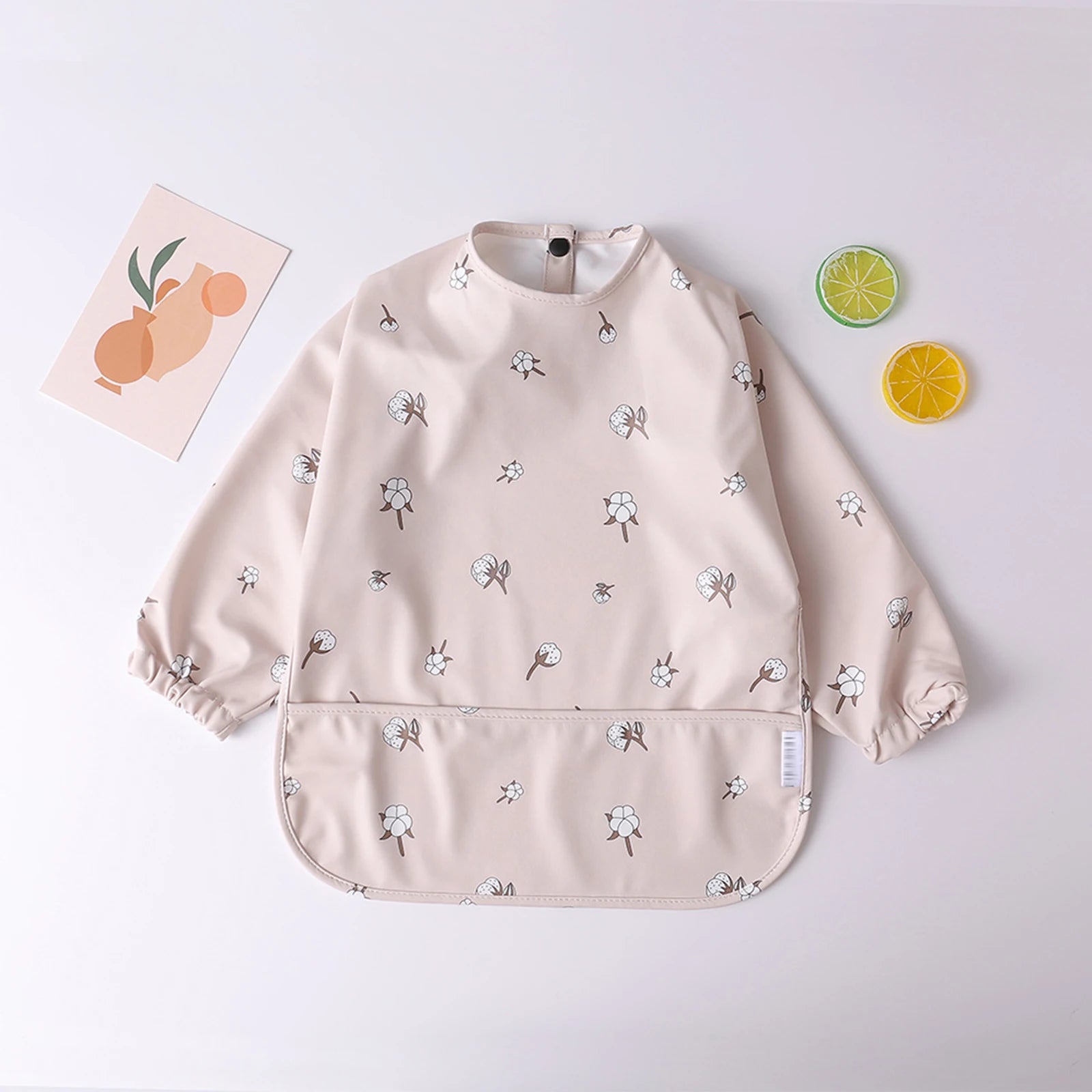 Bufanda de manga larga para bebés y niños pequeños, bata artística impermeable, babero para alimentar, delantal con bolsillo, Baberos Bandana de tela para eructar para niños y niñas