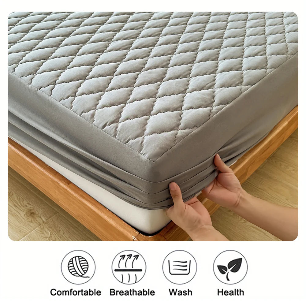 Funda de colchón impermeable, bajera sábana, Protector de colchón individual/doble/140/160, talla múltiple, gris/blanco