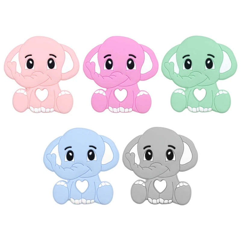 1pca-mordedor de silicona con forma de elefante para bebé, cuentas para roedores, juguetes para la dentición, productos masticables con forma de Animal para bebé, regalo de lactancia