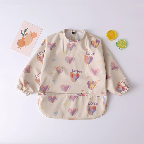 Bufanda de manga larga para bebés y niños pequeños, bata artística impermeable, babero para alimentar, delantal con bolsillo, Baberos Bandana de tela para eructar para niños y niñas
