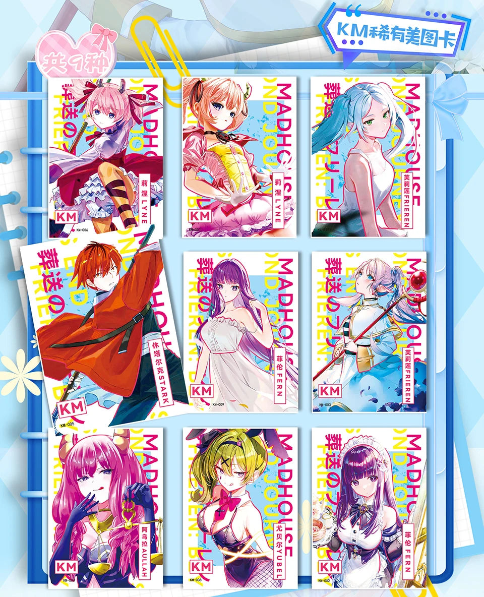 Frieren: Tarjeta de colección de Anime Beyond Journey's End, hermosa y exquisita tarjetas de personajes de raíz de billete láser, juguetes de mesa familiares