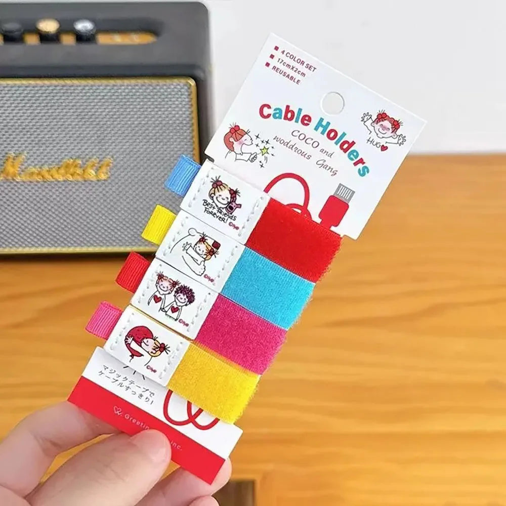 Kawaii Miffy nuevo estilo Cable USB cuerda de almacenamiento conejo de dibujos animados bordado impresión portátil cuerda elástica Cable organizador regalo para niña