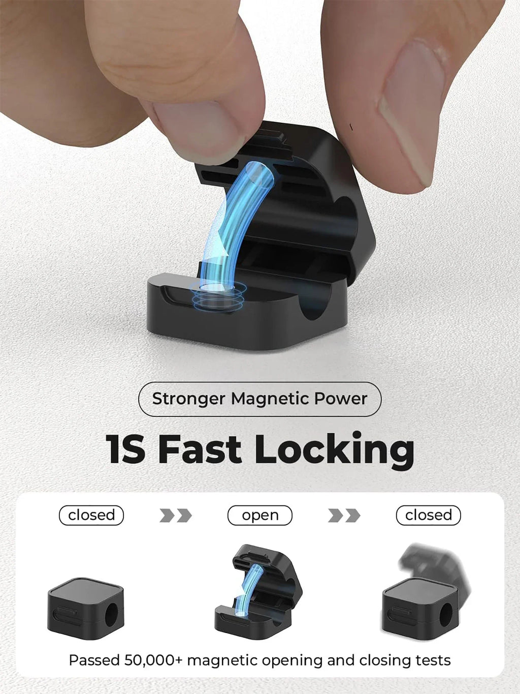 Clips para cables magnéticos Soporte para cables ajustable |   Organizador adhesivo debajo del escritorio Mgmt para mesita de noche de escritorio de pared de coche de oficina en casa