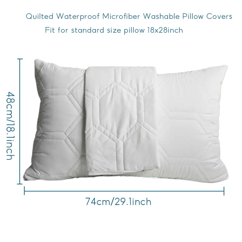Funda de almohada gruesa con cremallera, Protector de almohada impermeable, funda de almohada de cama suave y transpirable
