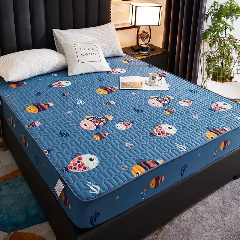 Funda de colchón impermeable, Sábana ajustable de dibujos animados para el hogar, dormitorio, Protector de almohadilla para cama, familias con niños de mascotas (sin funda de almohada)