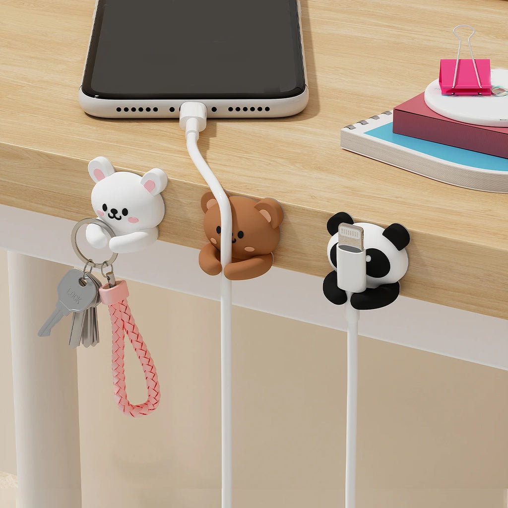 Organizador de cables de escritorio con dibujos animados, bobinador autoadhesivo, gestión de cables, Clips de Cable de datos para auriculares, 2/3 Uds.