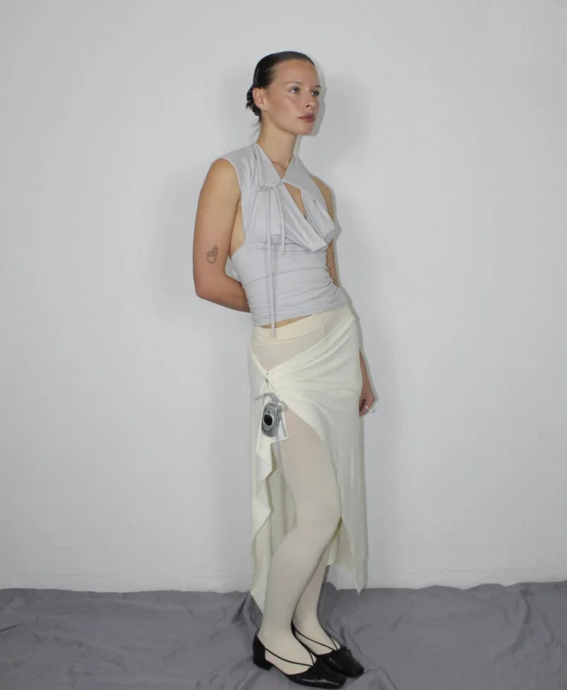 Camisetas sexis con cordones lisos para mujer, camisetas sin mangas con espalda descubierta y cuello Halter elegante, Top corto elástico Y2K para chica joven