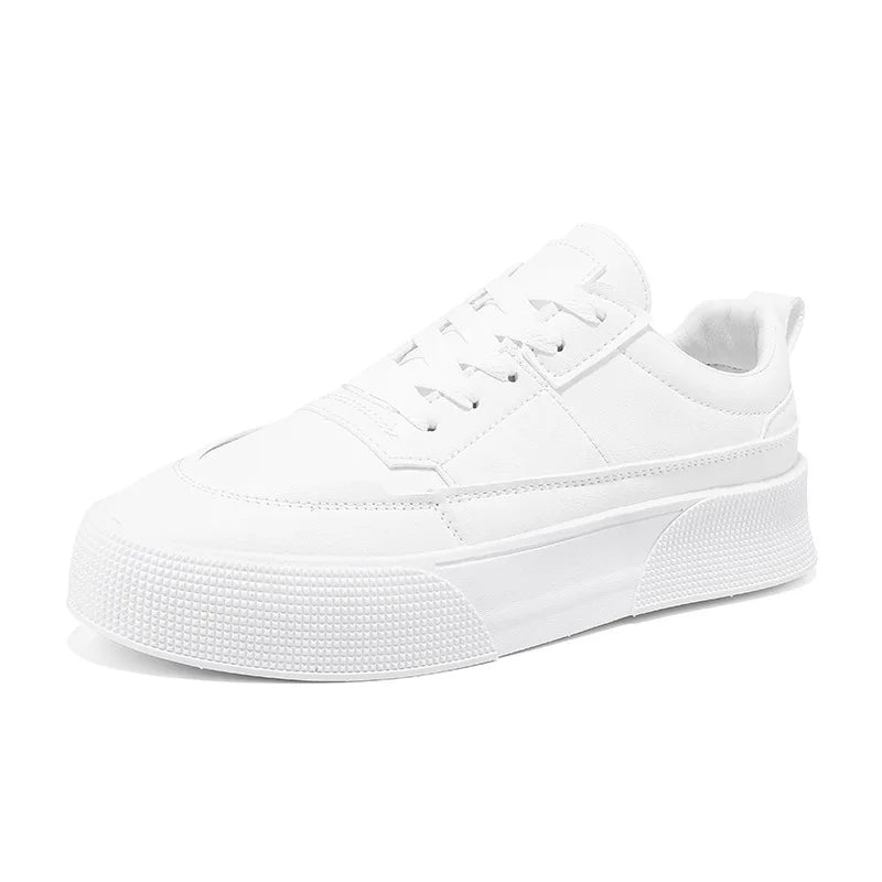 Zapatos blancos para hombre, zapatillas informales de cuero, zapatos de plataforma de tendencia, zapatos vulcanizados cómodos para hombre, Tenis masculinos blancos