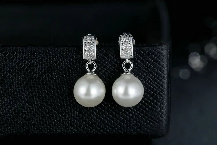 Pendientes colgantes para mujer, joyería fina con perlas, joyería de plata de ley 925, regalo para el día de la madre SCE006