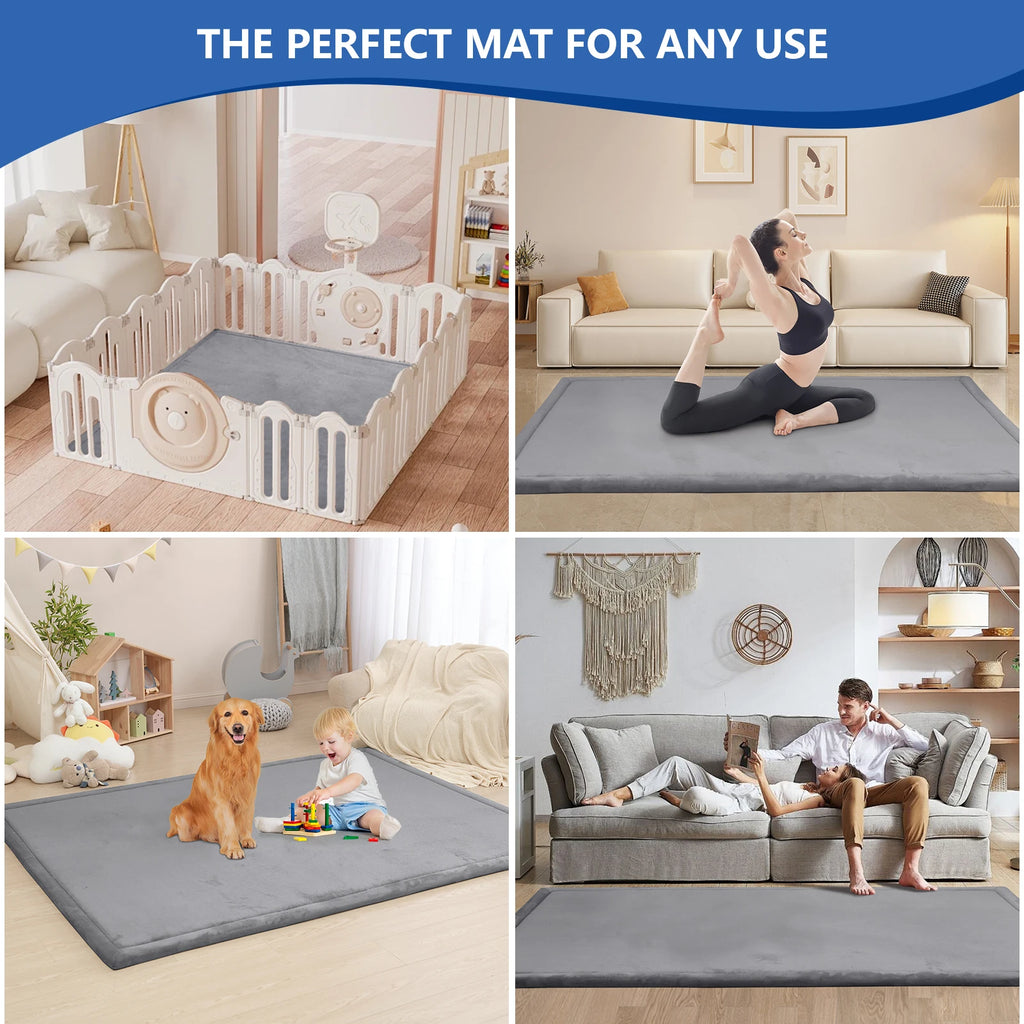 Huloosleep-alfombrillas de juego para gatear para bebé, 4 colores, antideslizantes, gruesas, de espuma suave, para actividades de bebé, gimnasio, alfombra para madre + niños