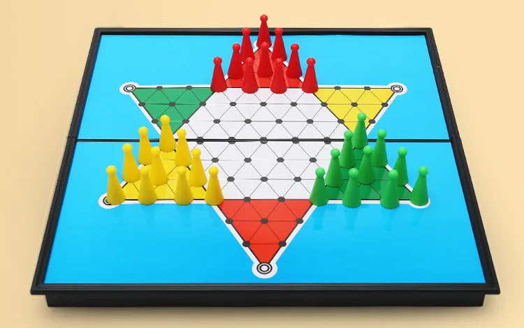 Mesa de juego de mesa magnética 9 en 1, alfombra grande, ajedrez volador/damas/ajedrez/serpiente/Backgammon/cuádruple/Tic-Tac-Toe, Fiesta en casa