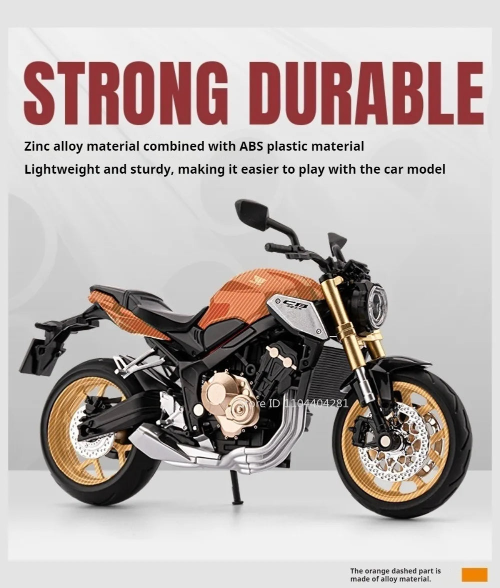 1:12 Honda CB650 CB400F juguetes de coches de aleación fundida modelos dirección de la rueda delantera de la motocicleta con vehículos ligeros de sonido coleccionar adornos