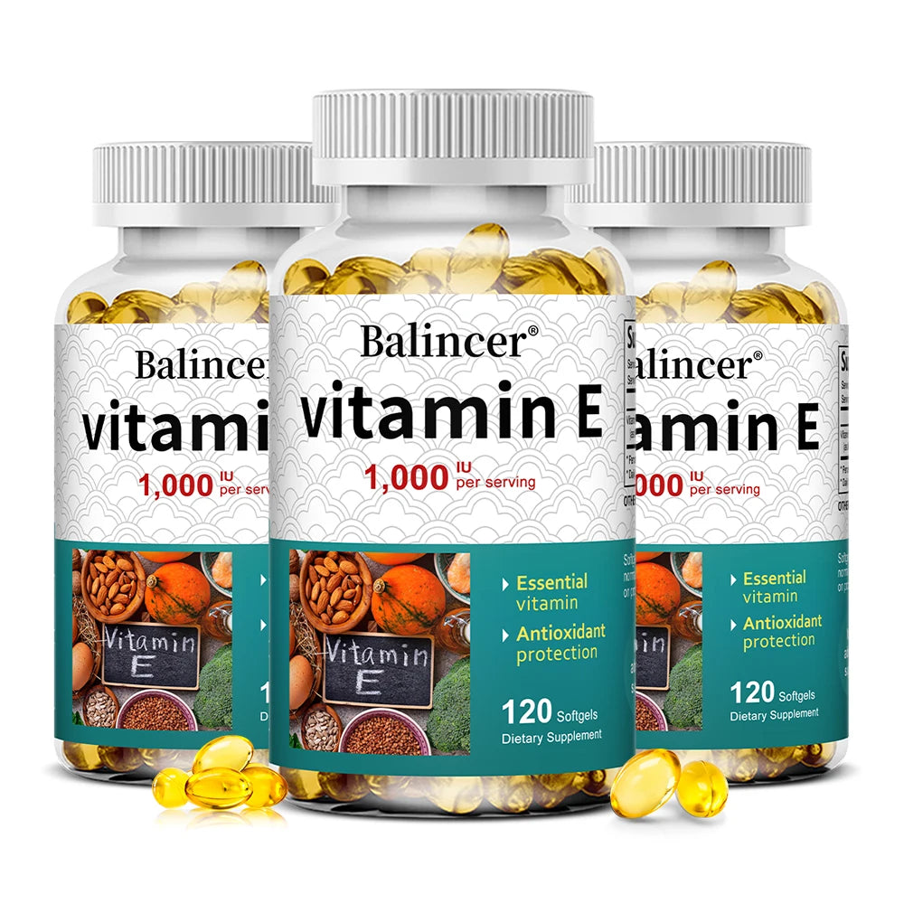Suplemento de vitamina E, 1000 UI por servicio, potente antioxidante, apoya la piel, el corazón, el cerebro y el sistema inmunológico: sin OGM