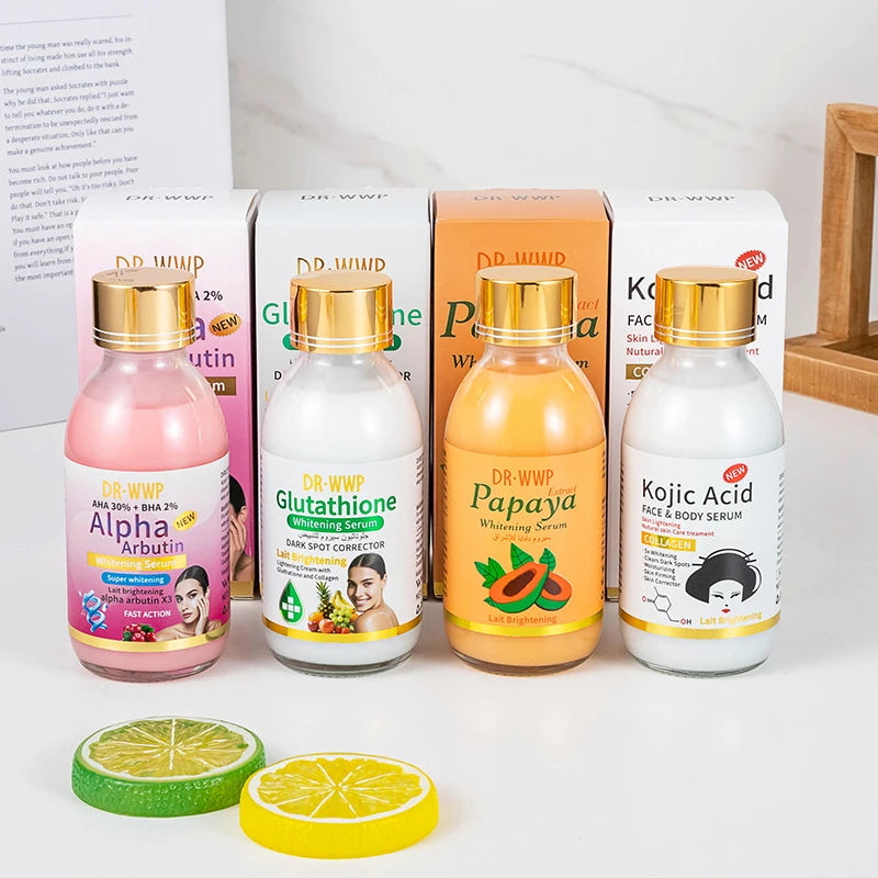 Esencia de 125 ml con Arbutina/Cúrcuma/Vitamina C para una Piel Radiante, Hidratante y Reafirmante, Esencia Líquida con AHA/Papaya/Glutatión/Ácido Kójico