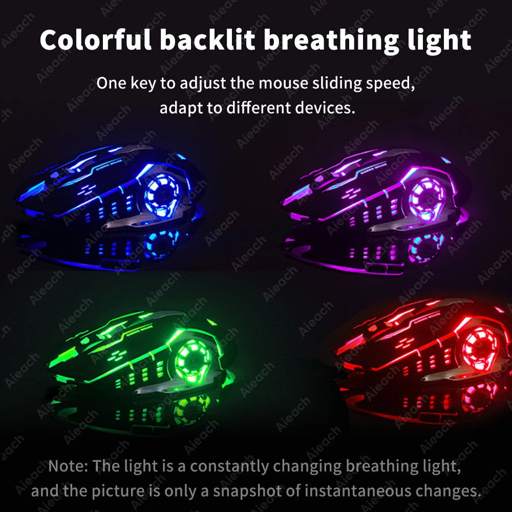 Ratón inalámbrico para juegos Bluetooth 2,4g USB recargable ergonómico diseño de retroiluminación mecánica para ordenador portátil PC Gamer