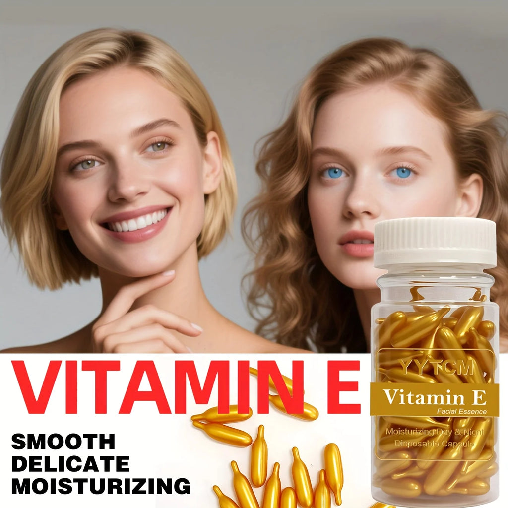 Cápsulas de Suero de Vitamina E, Cápsulas de Esencia de Un Solo Uso, Hidratantes y Humectantes para la Piel Facial, 90 Cápsulas/Botella - 1 Botella