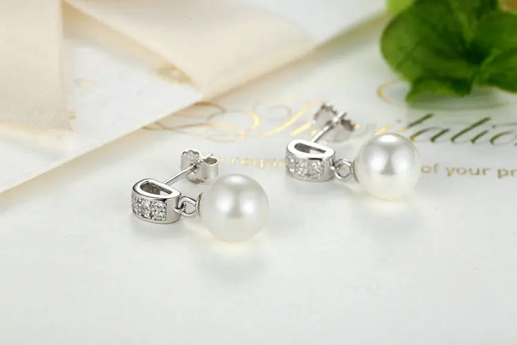 Pendientes colgantes para mujer, joyería fina con perlas, joyería de plata de ley 925, regalo para el día de la madre SCE006