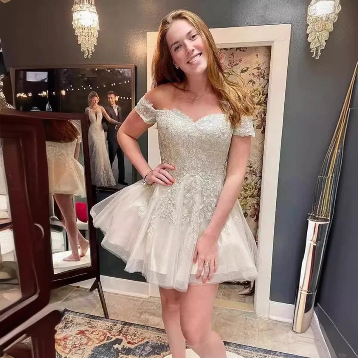 Vestido de Fiesta Corto para Mujer, Elegante, 2025, Encaje Negro, Ajustado, Vestido de Noche, Talla Grande, Quinceañera